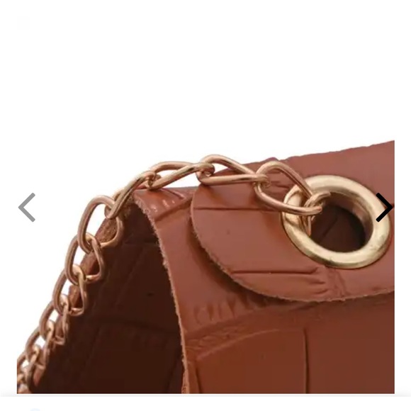 HP! ROYAL SIAMESE Brown Croc Embossed Faux Leather Mini Handbag with Chain Strap - Picture 4 of 11